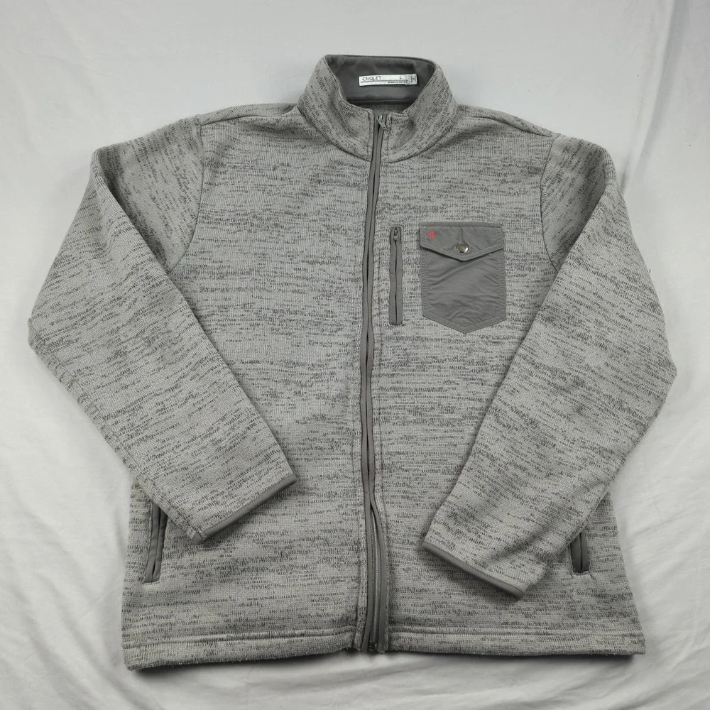 Criquet Jacket Mens Large Gray Full Zip Performance Fleece‎ Golf Casual